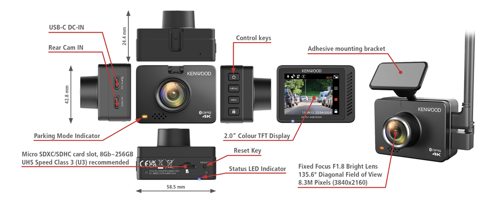 DRV-A610W dash cam layout