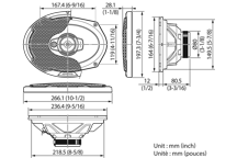 KFC-PS6976 - PERFORMANCE STANDARD SERIES, 6x9 Flush Mount 3-way 3-Speaker System.