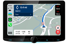 DMX9724XDS - Ricevitore multimediale digitale 1DIN con pannello display flottante ad alta definizione da 10,1 e connessioni wireless avanzate per smartphone.