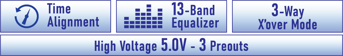 5.0V - 3 preouts - DTA - X'over