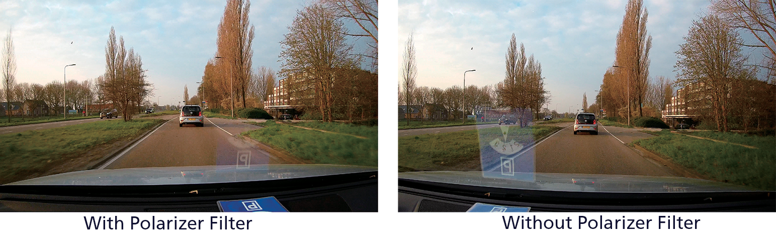 Without Polarizing filter versus with Polarizing filter illustration