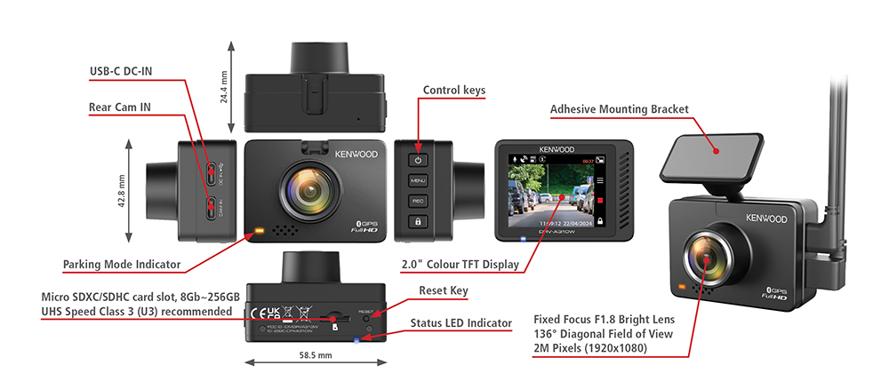 DRV-A310W dash cam layout